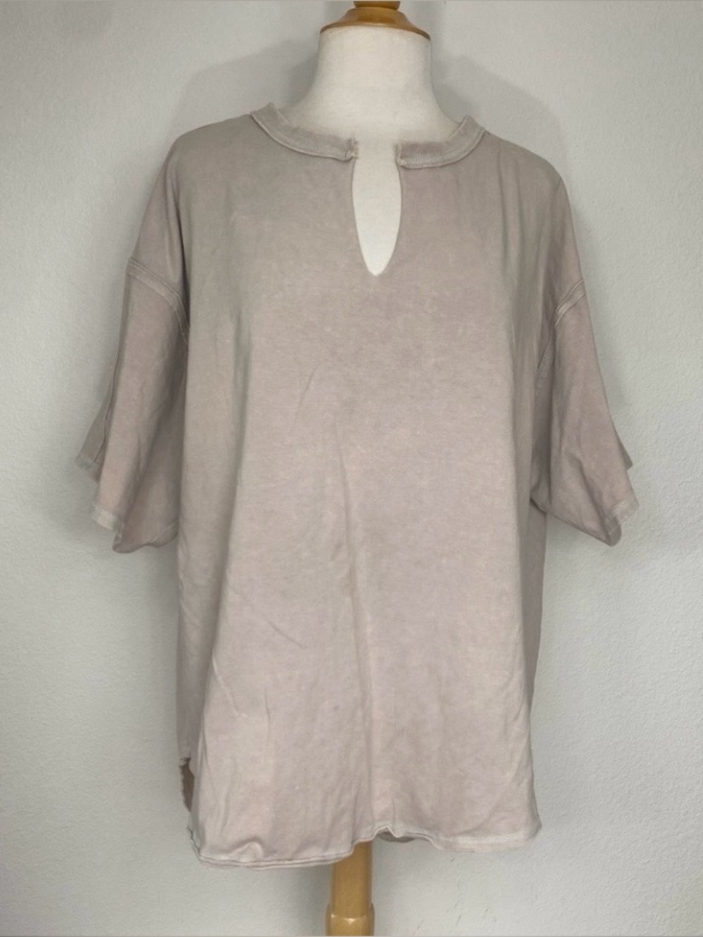 Free People Movement Womens Nude Acid Wash Cotton Mix Oversize T-Shirt Size S